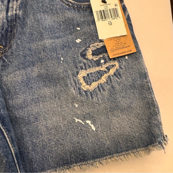 NWT Polo Ralph Lauren Girls Shorts Paint Splatter Distressed Denim Size 12 - Picture 7 of 11